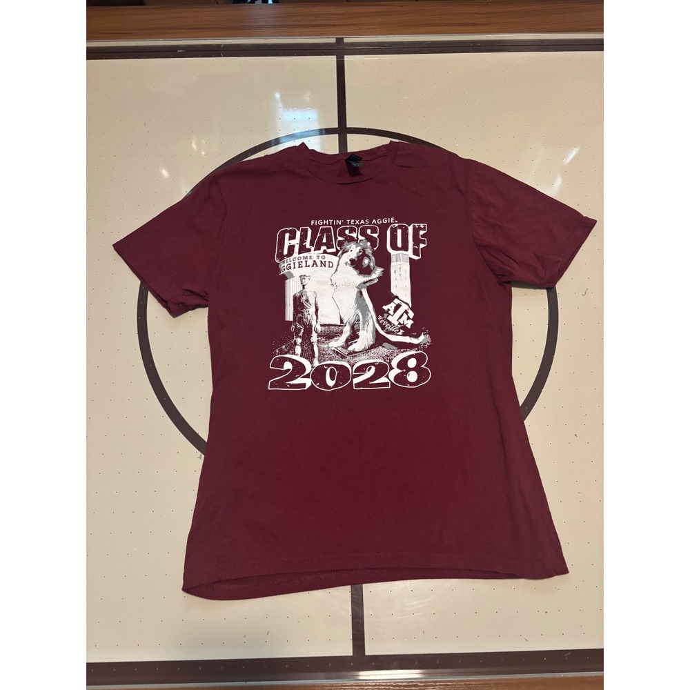 1186 Texas A&M Aggies Class of 2028 Gildan Softstyle Maroon T-Shirt Mens Medium